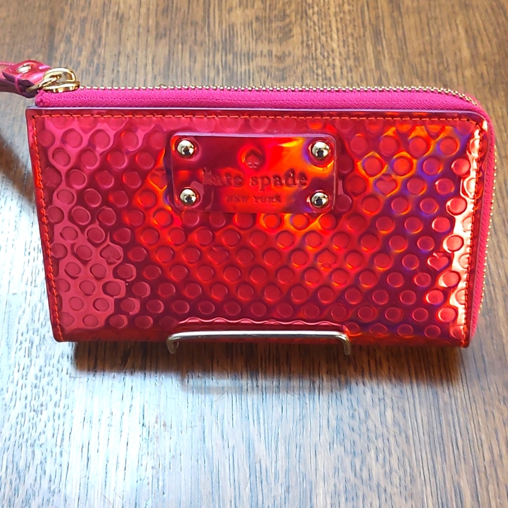 Kate Spade Beale St Caterina Pink Reflective Wristlet Wallet NWOT